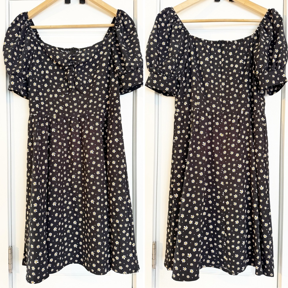 SHEIN | daisy floral printed summer dress off the shoulder ruffle sleeves